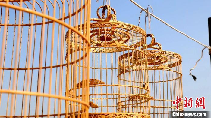 鳥籠藝人侯學文制作出的鳥籠。　巨野融媒中心供圖